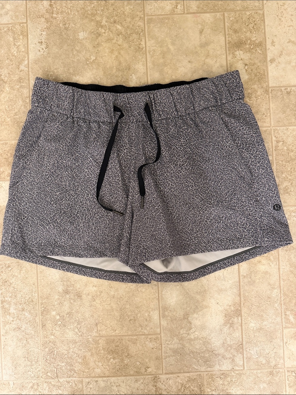 lululemon athletica Gray Speckled Athletic Shorts with Black Drawstring